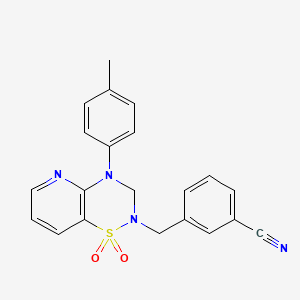 3-((1,1-dioxido-4-(p-tolyl)-3,4-dihydro-2H-pyrido[2,3-e][1,2,4]thiadiazin-2-yl)methyl)benzonitrile