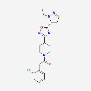molecular formula C20H22ClN5O2 B2765941 2-(2-氯苯基)-1-(4-(5-(1-乙基-1H-吡唑-5-基)-1,2,4-噁二唑-3-基)哌啶-1-基)乙酮 CAS No. 2034479-42-8