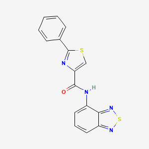 molecular formula C16H10N4OS2 B2765945 N-(benzo[c][1,2,5]thiadiazol-4-yl)-2-phenylthiazole-4-carboxamide CAS No. 1206992-86-0