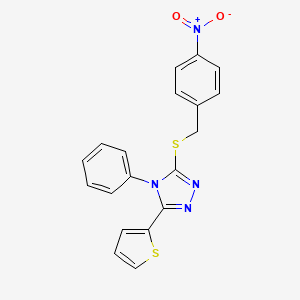 molecular formula C19H14N4O2S2 B2765949 3-((4-硝基苯甲基)硫)-4-苯基-5-(噻吩-2-基)-4H-1,2,4-三唑 CAS No. 454233-07-9
