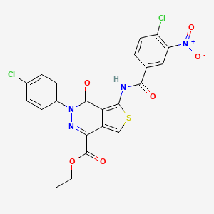 molecular formula C22H14Cl2N4O6S B2765966 乙基 5-[(4-氯-3-硝基苯田酰)氨基]-3-(4-氯苯基)-4-氧代噻吩并[3,4-d]吡啶-1-羧酸酯 CAS No. 851950-60-2
