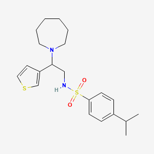 molecular formula C21H30N2O2S2 B2765969 N-(2-(氮杂庚烷-1-基)-2-(噻吩-3-基)乙基)-4-异丙基苯磺酰胺 CAS No. 946249-89-4
