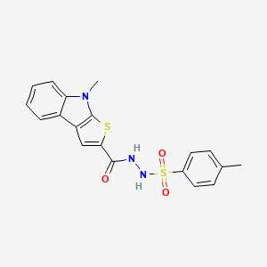 molecular formula C19H17N3O3S2 B2765970 4-甲基-N'-[(8-甲基-8H-噻吩[2,3-b]吲哚-2-基)甲酰基]苯磺酰肼 CAS No. 477860-44-9