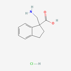 molecular formula C11H14ClNO2 B2765982 1-(aminomethyl)-2,3-dihydro-1H-indene-1-carboxylic acid hydrochloride CAS No. 1427380-10-6