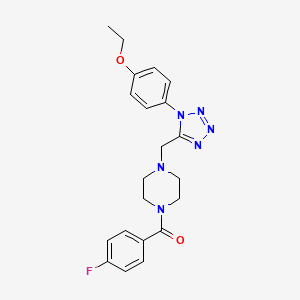 molecular formula C21H23FN6O2 B2765983 (4-((1-(4-ethoxyphenyl)-1H-tetrazol-5-yl)methyl)piperazin-1-yl)(4-fluorophenyl)methanone CAS No. 1049380-11-1