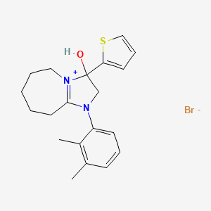 1-(2,3-dimethylphenyl)-3-hydroxy-3-(thiophen-2-yl)-3,5,6,7,8,9-hexahydro-2H-imidazo[1,2-a]azepin-1-ium bromide
