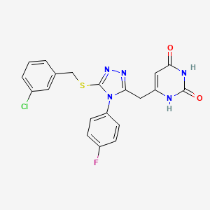 molecular formula C20H15ClFN5O2S B2765994 6-((5-((3-chlorobenzyl)thio)-4-(4-fluorophenyl)-4H-1,2,4-triazol-3-yl)methyl)pyrimidine-2,4(1H,3H)-dione CAS No. 852154-51-9