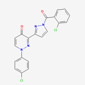molecular formula C20H12Cl2N4O2 B2765996 3-[1-(2-氯苯甲酰)-1H-吡唑-3-基]-1-(4-氯苯基)-4(1H)-吡啶酮 CAS No. 318498-10-1