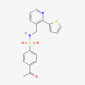 molecular formula C18H16N2O3S2 B2766007 4-乙酰-N-((2-(噻吩-2-基)吡啶-3-基)甲基)苯磺酰胺 CAS No. 2034577-64-3