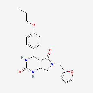 molecular formula C20H21N3O4 B2766034 6-(furan-2-ylmethyl)-4-(4-propoxyphenyl)-3,4,6,7-tetrahydro-1H-pyrrolo[3,4-d]pyrimidine-2,5-dione CAS No. 946270-92-4
