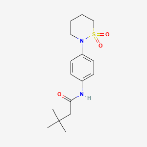 molecular formula C16H24N2O3S B2766036 N-[4-(1,1-dioxothiazinan-2-yl)phenyl]-3,3-dimethylbutanamide CAS No. 899979-46-5