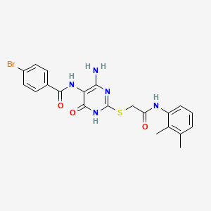 molecular formula C21H20BrN5O3S B2766049 N-(4-amino-2-((2-((2,3-dimethylphenyl)amino)-2-oxoethyl)thio)-6-oxo-1,6-dihydropyrimidin-5-yl)-4-bromobenzamide CAS No. 888431-78-5
