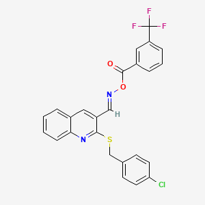 (E)-[(2-{[(4-chlorophenyl)methyl]sulfanyl}quinolin-3-yl)methylidene]amino 3-(trifluoromethyl)benzoate