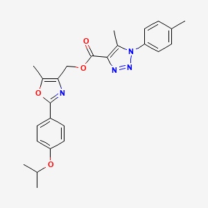 molecular formula C25H26N4O4 B2766060 (2-(4-isopropoxyphenyl)-5-methyloxazol-4-yl)methyl 5-methyl-1-(p-tolyl)-1H-1,2,3-triazole-4-carboxylate CAS No. 946296-26-0