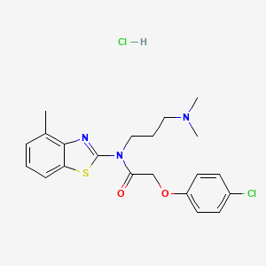 molecular formula C21H25Cl2N3O2S B2766062 2-(4-氯苯氧基)-N-(3-(二甲胺基)丙基)-N-(4-甲基苯并[d]噻唑-2-基)乙酰胺盐酸盐 CAS No. 1052529-63-1