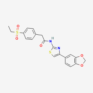 molecular formula C20H18N2O5S2 B2766064 N-(4-(苯并[d][1,3]二噁烯-5-基)噻唑-2-基)-2-(4-(乙基磺酰基)苯基)乙酰胺 CAS No. 941931-60-8