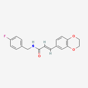 molecular formula C18H16FNO3 B2766066 (E)-3-(2,3-dihydro-1,4-benzodioxin-6-yl)-N-(4-fluorobenzyl)-2-propenamide CAS No. 882081-92-7