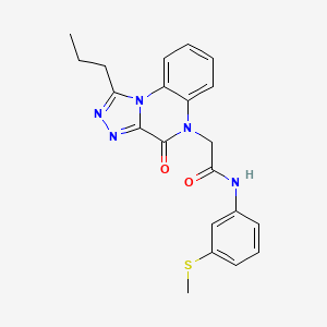 molecular formula C21H21N5O2S B2766073 N-[3-(甲硫基)苯基]-2-(4-氧代-1-丙基[1,2,4]三唑并[4,3-a]喹喙啉-5(4H)-基)乙酰胺 CAS No. 1260914-84-8
