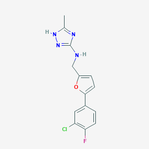 molecular formula C14H12ClFN4O B276608 N-{[5-(3-chloro-4-fluorophenyl)furan-2-yl]methyl}-3-methyl-1H-1,2,4-triazol-5-amine 