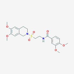 molecular formula C22H28N2O7S B2766082 N-(2-((6,7-dimethoxy-3,4-dihydroisoquinolin-2(1H)-yl)sulfonyl)ethyl)-3,4-dimethoxybenzamide CAS No. 922066-77-1