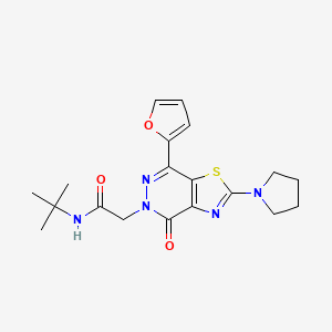 molecular formula C19H23N5O3S B2766085 N-(tert-butyl)-2-(7-(furan-2-yl)-4-oxo-2-(pyrrolidin-1-yl)thiazolo[4,5-d]pyridazin-5(4H)-yl)acetamide CAS No. 1105207-55-3