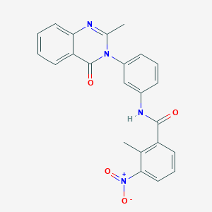 molecular formula C23H18N4O4 B2766086 2-甲基-N-[3-(2-甲基-4-氧代喹唑啉-3-基)苯基]-3-硝基苯甲酰胺 CAS No. 898420-29-6
