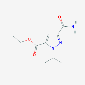 molecular formula C10H15N3O3 B2766087 Ethyl 5-carbamoyl-2-propan-2-ylpyrazole-3-carboxylate CAS No. 1946817-92-0