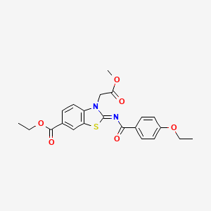 molecular formula C22H22N2O6S B2766096 (Z)-乙基-2-((4-乙氧基苯甲酰)亚胺)-3-(2-甲氧基-2-氧代乙基)-2,3-二氢苯并[d]噻唑-6-羧酸甲酯 CAS No. 897734-09-7