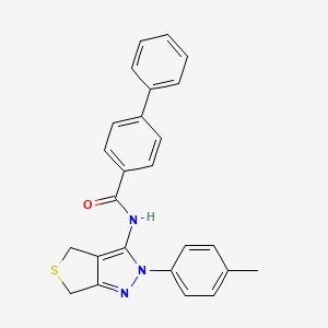 molecular formula C25H21N3OS B2766097 N-[2-(4-methylphenyl)-4,6-dihydrothieno[3,4-c]pyrazol-3-yl]-4-phenylbenzamide CAS No. 396722-58-0