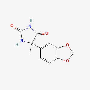 molecular formula C11H10N2O4 B2766105 5-(1,3-苯并二氧杂环戊二烯-5-基)-5-甲基咪唑烷-2,4-二酮 CAS No. 308122-40-9