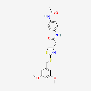 molecular formula C22H23N3O4S2 B2766110 N-(4-乙酰氨基苯基)-2-(2-((3,5-二甲氧基苯甲硫基)噻唑-4-基)乙酰胺 CAS No. 941981-48-2