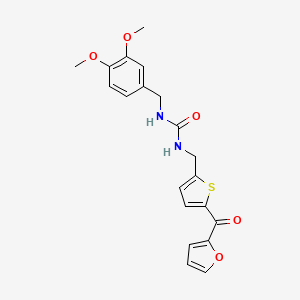 molecular formula C20H20N2O5S B2766128 1-(3,4-Dimethoxybenzyl)-3-((5-(furan-2-carbonyl)thiophen-2-yl)methyl)urea CAS No. 1797760-67-8
