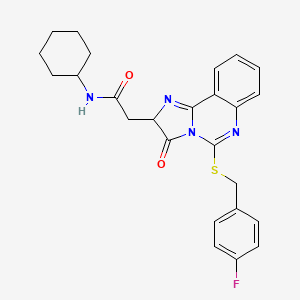 N-cyclohexyl-2-[5-[(4-fluorophenyl)methylsulfanyl]-3-oxo-2H-imidazo[1,2-c]quinazolin-2-yl]acetamide