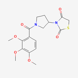 molecular formula C17H20N2O6S B2766135 3-(1-(2,3,4-Trimethoxybenzoyl)pyrrolidin-3-yl)thiazolidine-2,4-dione CAS No. 1795364-27-0