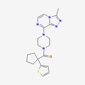 (4-(3-Methyl-[1,2,4]triazolo[4,3-a]pyrazin-8-yl)piperazin-1-yl)(1-(thiophen-2-yl)cyclopentyl)methanone