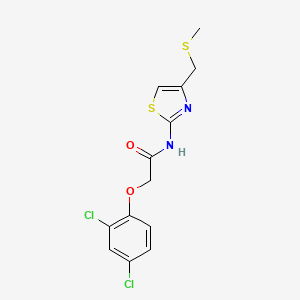 molecular formula C13H12Cl2N2O2S2 B2766160 2-(2,4-dichlorophenoxy)-N-(4-((methylthio)methyl)thiazol-2-yl)acetamide CAS No. 942009-63-4