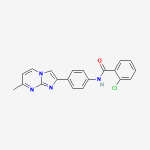 molecular formula C20H15ClN4O B2766165 2-chloro-N-(4-(7-methylimidazo[1,2-a]pyrimidin-2-yl)phenyl)benzamide CAS No. 923234-70-2