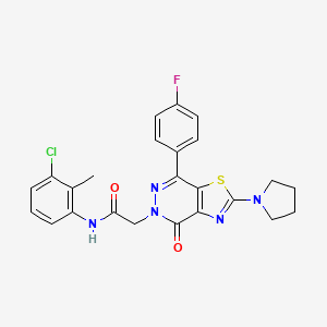 molecular formula C24H21ClFN5O2S B2766174 N-(3-chloro-2-methylphenyl)-2-(7-(4-fluorophenyl)-4-oxo-2-(pyrrolidin-1-yl)thiazolo[4,5-d]pyridazin-5(4H)-yl)acetamide CAS No. 1171378-64-5