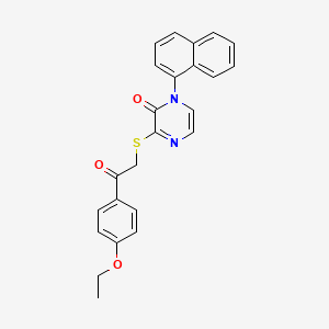 molecular formula C24H20N2O3S B2766176 3-((2-(4-ethoxyphenyl)-2-oxoethyl)thio)-1-(naphthalen-1-yl)pyrazin-2(1H)-one CAS No. 946369-85-3