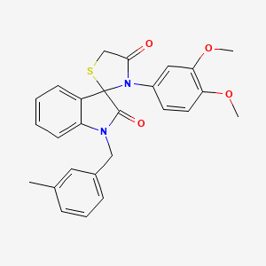 molecular formula C26H24N2O4S B2766183 3'-(3,4-Dimethoxyphenyl)-1-(3-methylbenzyl)spiro[indoline-3,2'-thiazolidine]-2,4'-dione CAS No. 899962-75-5