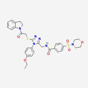 molecular formula C32H34N6O6S2 B2766185 N-((4-(4-ethoxyphenyl)-5-((2-(indolin-1-yl)-2-oxoethyl)thio)-4H-1,2,4-triazol-3-yl)methyl)-4-(morpholinosulfonyl)benzamide CAS No. 309968-78-3
