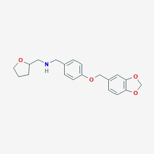 molecular formula C20H23NO4 B276619 N-[4-(1,3-benzodioxol-5-ylmethoxy)benzyl]-N-(tetrahydro-2-furanylmethyl)amine 