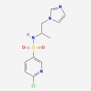 molecular formula C11H13ClN4O2S B2766201 6-chloro-N-[1-(1H-imidazol-1-yl)propan-2-yl]pyridine-3-sulfonamide CAS No. 1183560-15-7