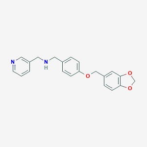 molecular formula C21H20N2O3 B276621 1-[4-(1,3-benzodioxol-5-ylmethoxy)phenyl]-N-(pyridin-3-ylmethyl)methanamine 