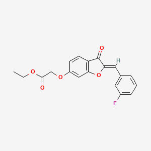 molecular formula C19H15FO5 B2766225 (Z)-ethyl 2-((2-(3-fluorobenzylidene)-3-oxo-2,3-dihydrobenzofuran-6-yl)oxy)acetate CAS No. 620547-73-1