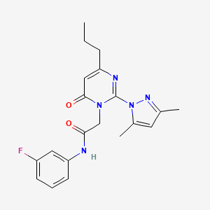molecular formula C20H22FN5O2 B2766233 2-(2-(3,5-dimethyl-1H-pyrazol-1-yl)-6-oxo-4-propylpyrimidin-1(6H)-yl)-N-(3-fluorophenyl)acetamide CAS No. 1002043-94-8