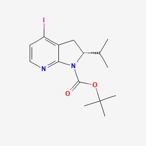 molecular formula C15H21IN2O2 B2766256 叔丁基(2R)-4-碘-2-异丙基-2,3-二氢吡咯[2,3-b]吡啶-1-羧酸乙酯 CAS No. 2366996-94-1
