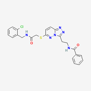 molecular formula C23H21ClN6O2S B2766260 N-(2-(6-((2-((2-chlorobenzyl)amino)-2-oxoethyl)thio)-[1,2,4]triazolo[4,3-b]pyridazin-3-yl)ethyl)benzamide CAS No. 872994-20-2