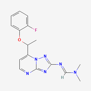 molecular formula C16H17FN6O B2766266 N'-{7-[1-(2-氟苯氧)乙基][1,2,4]三唑并[1,5-a]嘧啶-2-基}-N,N-二甲基亚甲酰胺 CAS No. 477865-53-5