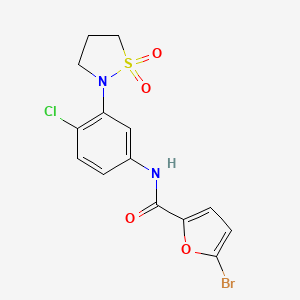 molecular formula C14H12BrClN2O4S B2766283 5-溴-N-(4-氯-3-(1,1-二氧代异噻唑啉-2-基)苯基)呋喃-2-羧酰胺 CAS No. 897620-01-8